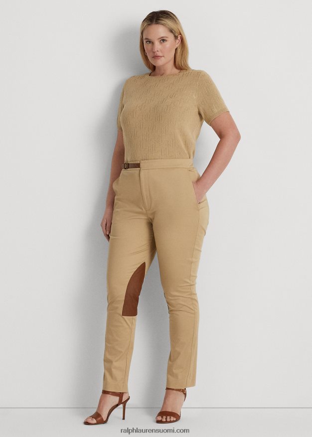 Ralph Lauren naiset monogrammi jacquard lyhythihainen neule 0Z24ZR4503 koivunrusketus