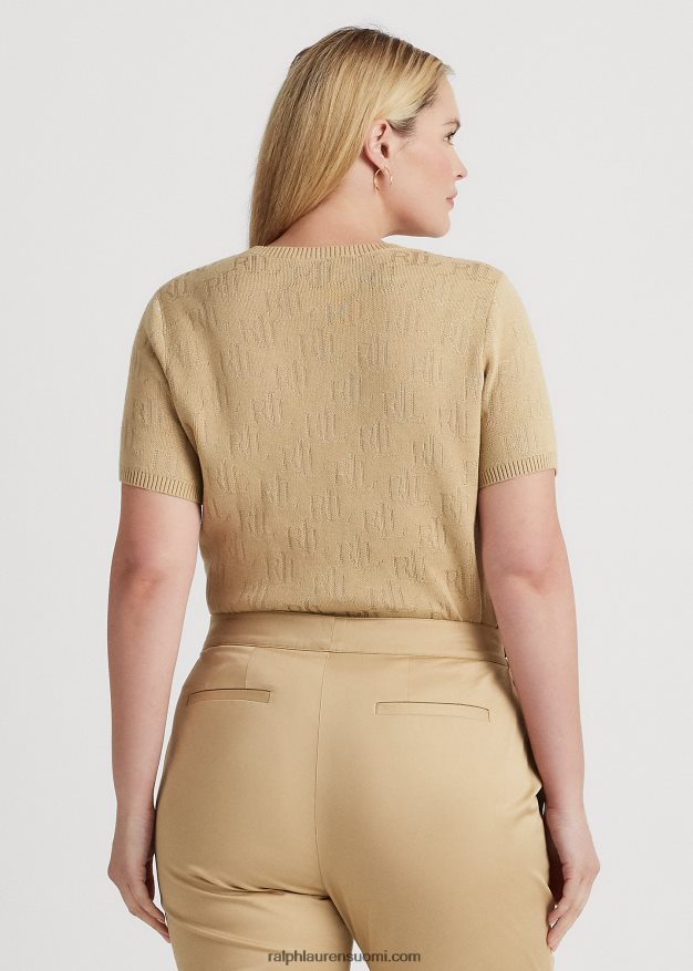 Ralph Lauren naiset monogrammi jacquard lyhythihainen neule 0Z24ZR4503 koivunrusketus