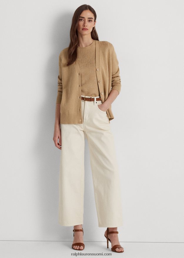 Ralph Lauren naiset monogrammi jacquard-neuletakki 0Z24ZR3810 koivunrusketus