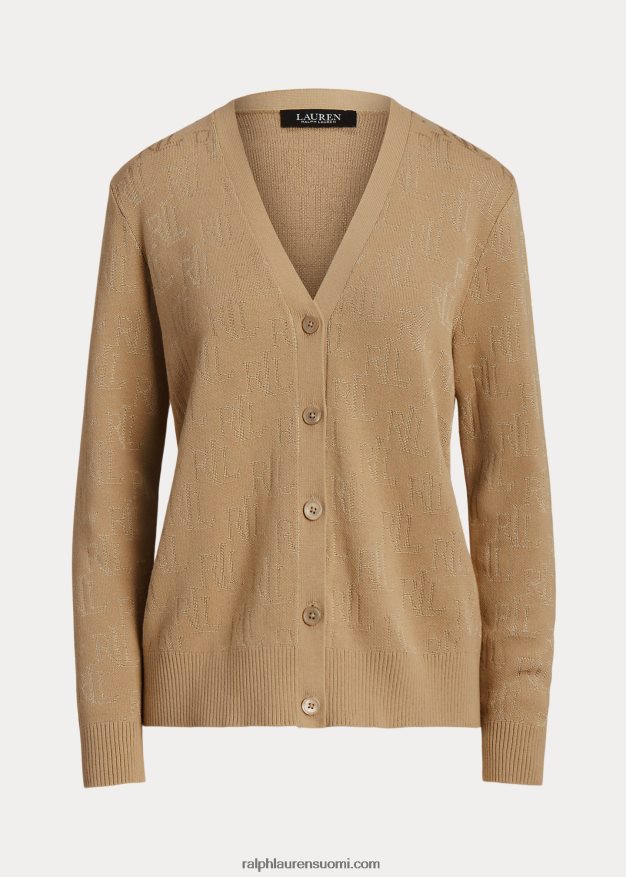 Ralph Lauren naiset monogrammi jacquard-neuletakki 0Z24ZR4299 koivunrusketus