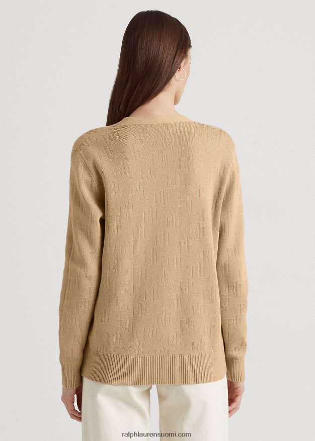 Ralph Lauren naiset monogrammi jacquard-neuletakki 0Z24ZR4299 koivunrusketus