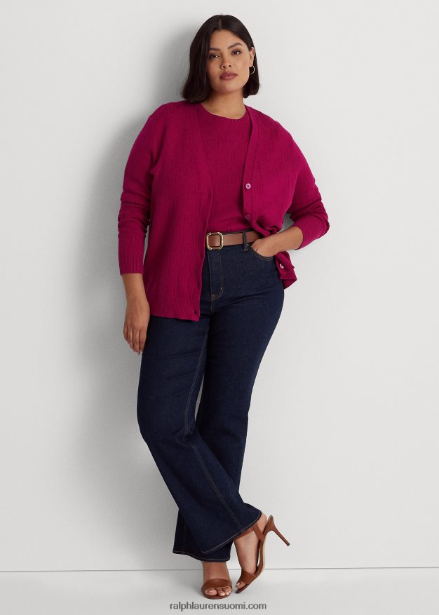 Ralph Lauren naiset monogrammi jacquard-neuletakki 0Z24ZR4507 fuksia marja