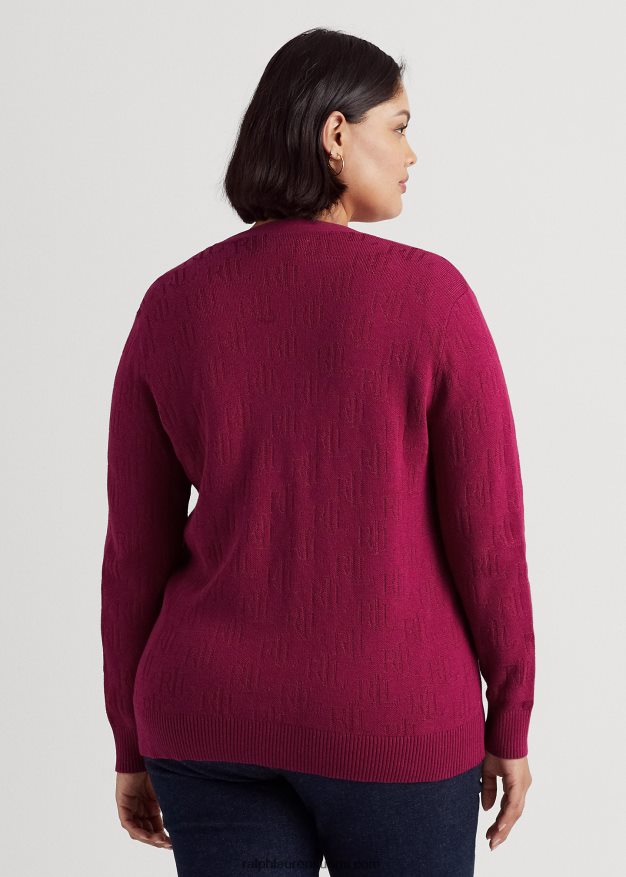 Ralph Lauren naiset monogrammi jacquard-neuletakki 0Z24ZR4507 fuksia marja