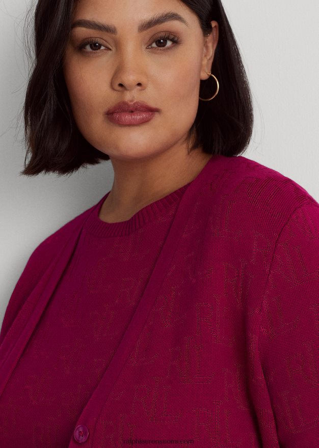 Ralph Lauren naiset monogrammi jacquard-neuletakki 0Z24ZR4507 fuksia marja