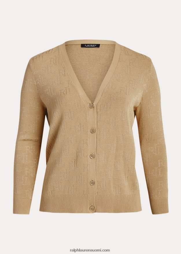 Ralph Lauren naiset monogrammi jacquard-neuletakki 0Z24ZR4508 koivunrusketus