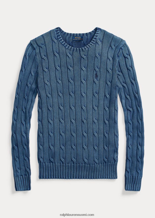 Ralph Lauren naiset ohut kaapelineulottu pusero 0Z24ZR3357 indigo