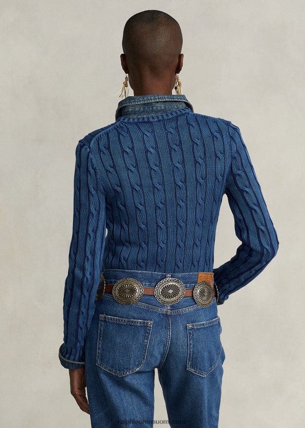 Ralph Lauren naiset ohut kaapelineulottu pusero 0Z24ZR3357 indigo