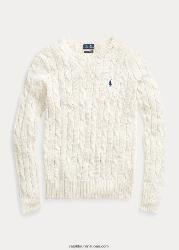 Ralph Lauren naiset ohut kaapelineulottu pusero 0Z24ZR3360 kerma