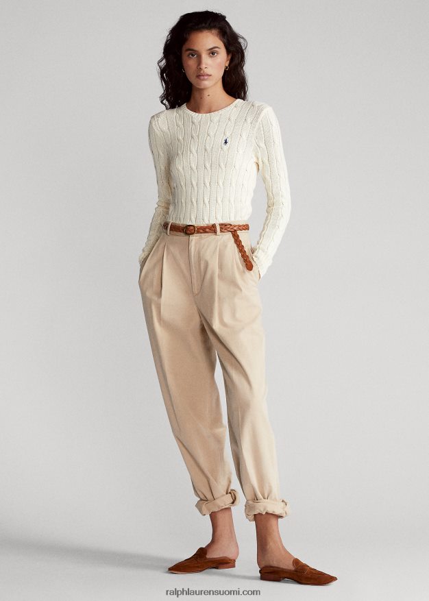 Ralph Lauren naiset ohut kaapelineulottu pusero 0Z24ZR3360 kerma