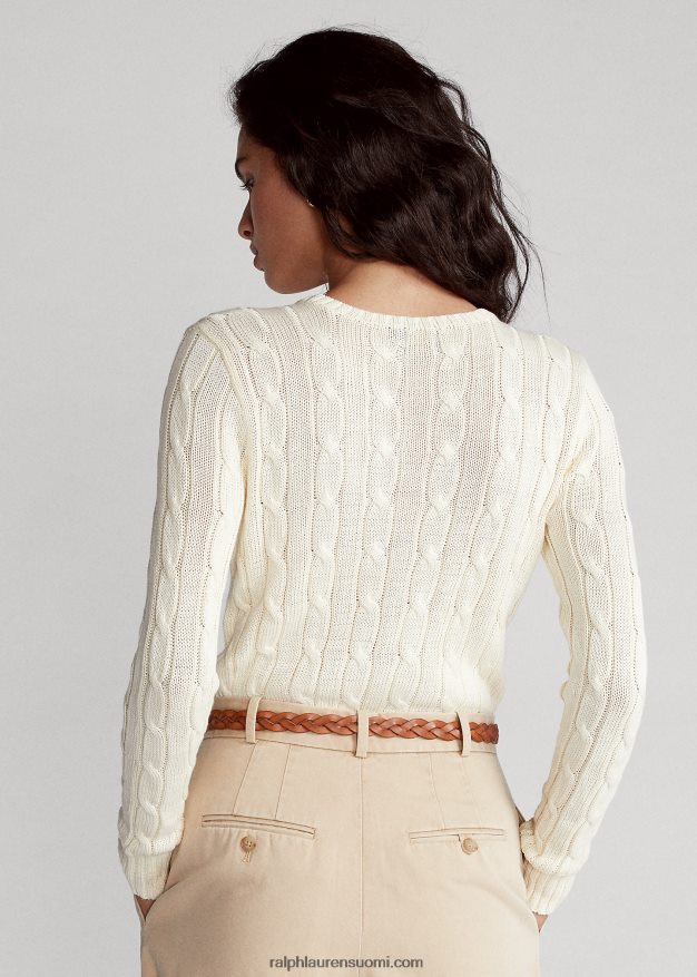 Ralph Lauren naiset ohut kaapelineulottu pusero 0Z24ZR3360 kerma