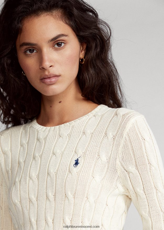 Ralph Lauren naiset ohut kaapelineulottu pusero 0Z24ZR3360 kerma