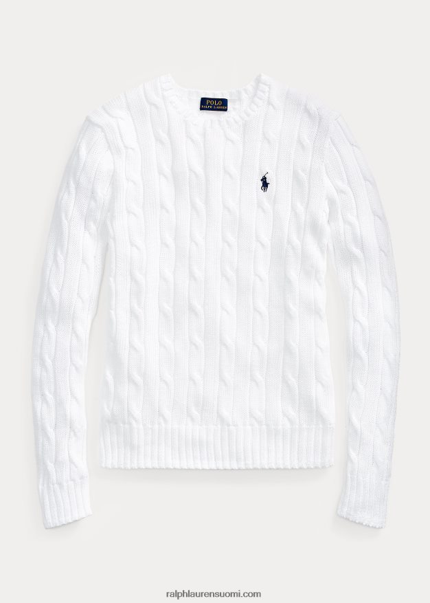 Ralph Lauren naiset ohut kaapelineulottu pusero 0Z24ZR3361 valkoinen