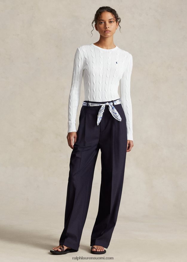 Ralph Lauren naiset ohut kaapelineulottu pusero 0Z24ZR3361 valkoinen