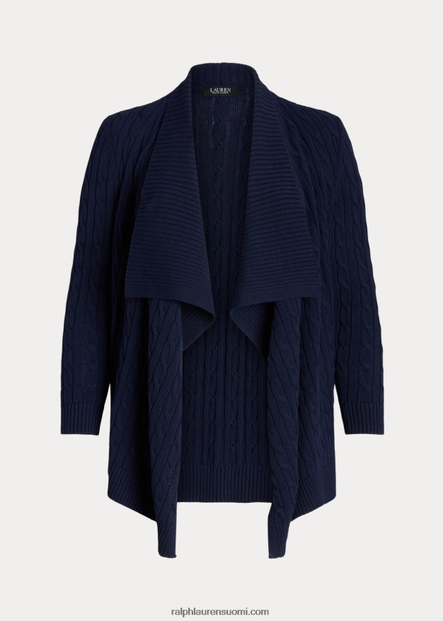 Ralph Lauren naiset pellava-puuvilla neuletakki 0Z24ZR4659 hienostunut laivasto