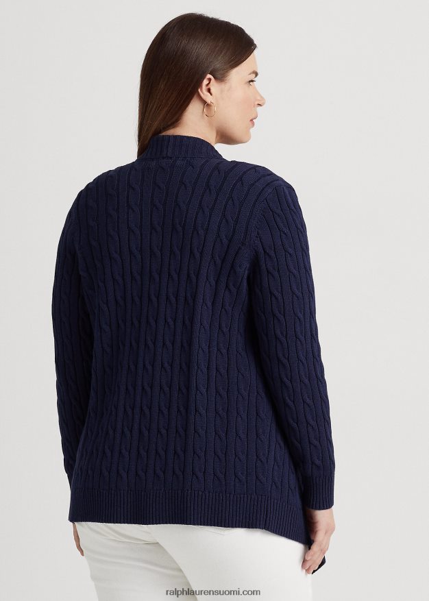 Ralph Lauren naiset pellava-puuvilla neuletakki 0Z24ZR4659 hienostunut laivasto