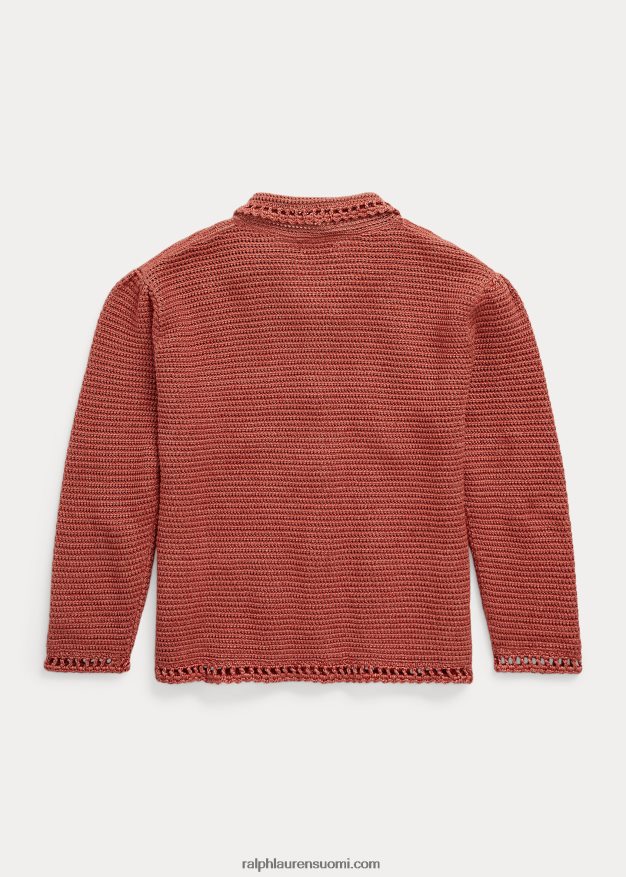 Ralph Lauren naiset pellava-puuvillaneuletakki 0Z24ZR3653 pölyinen vaaleanpunainen