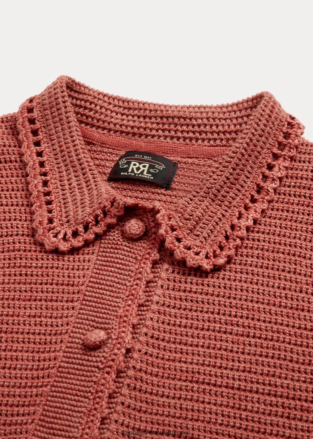 Ralph Lauren naiset pellava-puuvillaneuletakki 0Z24ZR3653 pölyinen vaaleanpunainen