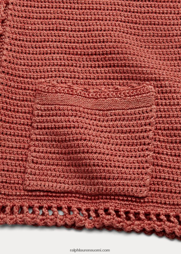 Ralph Lauren naiset pellava-puuvillaneuletakki 0Z24ZR3653 pölyinen vaaleanpunainen