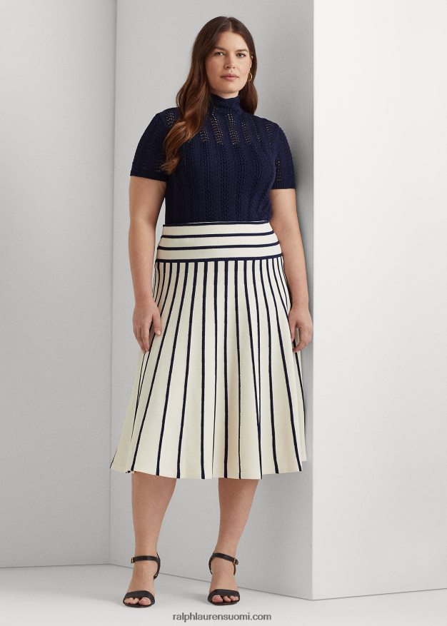 Ralph Lauren naiset pointelle lyhythihainen villapaita 0Z24ZR4696 hienostunut laivasto