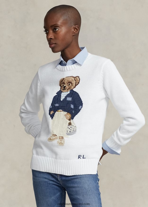 Ralph Lauren naiset poolo bear puuvillasekoitepusero 0Z24ZR3063 valkoinen multi