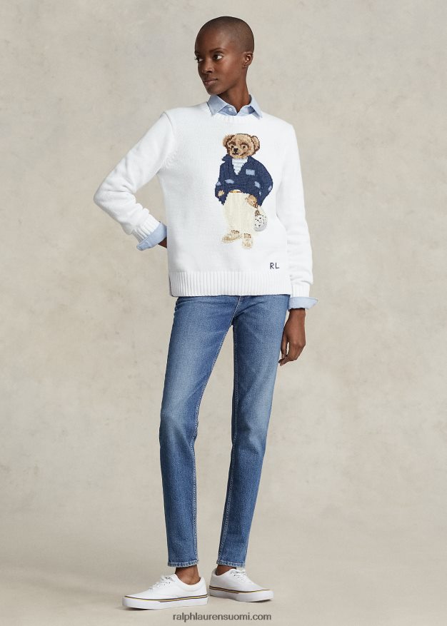 Ralph Lauren naiset poolo bear puuvillasekoitepusero 0Z24ZR3063 valkoinen multi