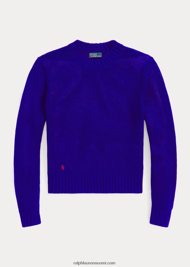 Ralph Lauren naiset puuvillainen crewneck neule 0Z24ZR3197 kuninkaallinen