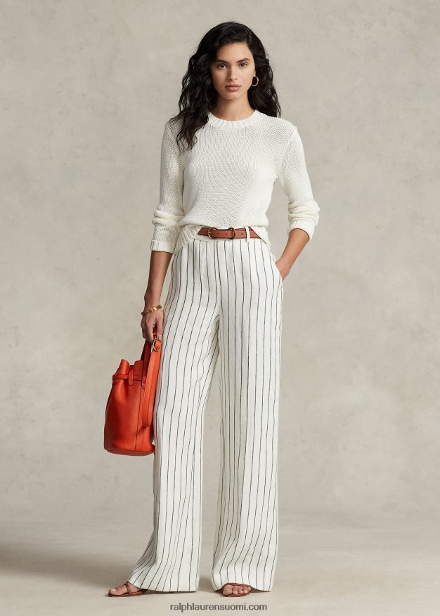 Ralph Lauren naiset puuvillainen crewneck neule 0Z24ZR3199 valkoinen