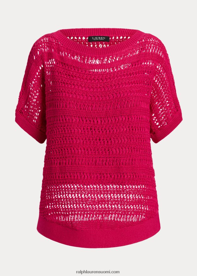 Ralph Lauren naiset puuvillaverkko lyhythihainen pusero 0Z24ZR3847 urheilu pinkki