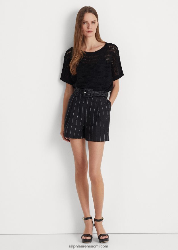 Ralph Lauren naiset puuvillaverkko lyhythihainen pusero 0Z24ZR3849 musta