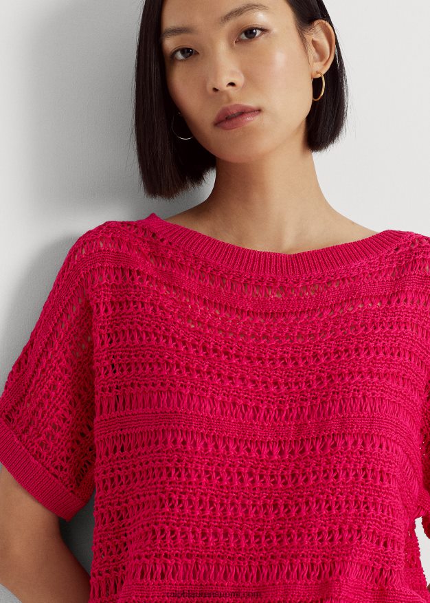 Ralph Lauren naiset puuvillaverkko lyhythihainen pusero 0Z24ZR4331 urheilu pinkki