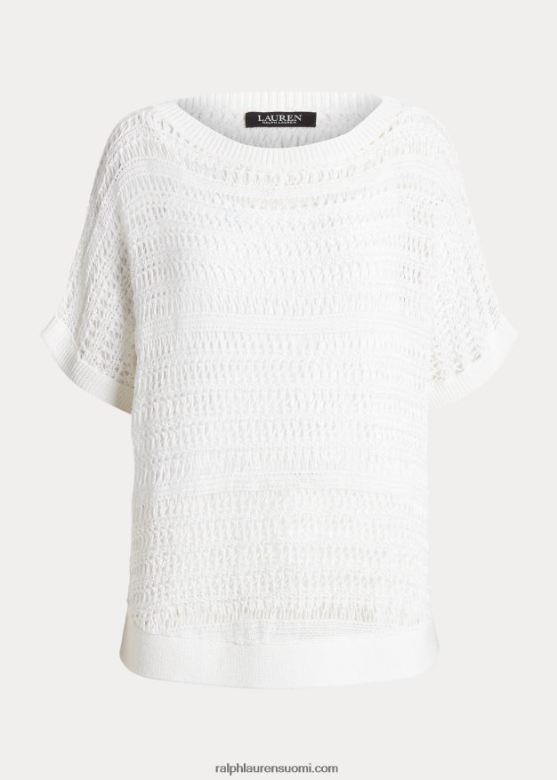 Ralph Lauren naiset puuvillaverkko lyhythihainen pusero 0Z24ZR4333 valkoinen