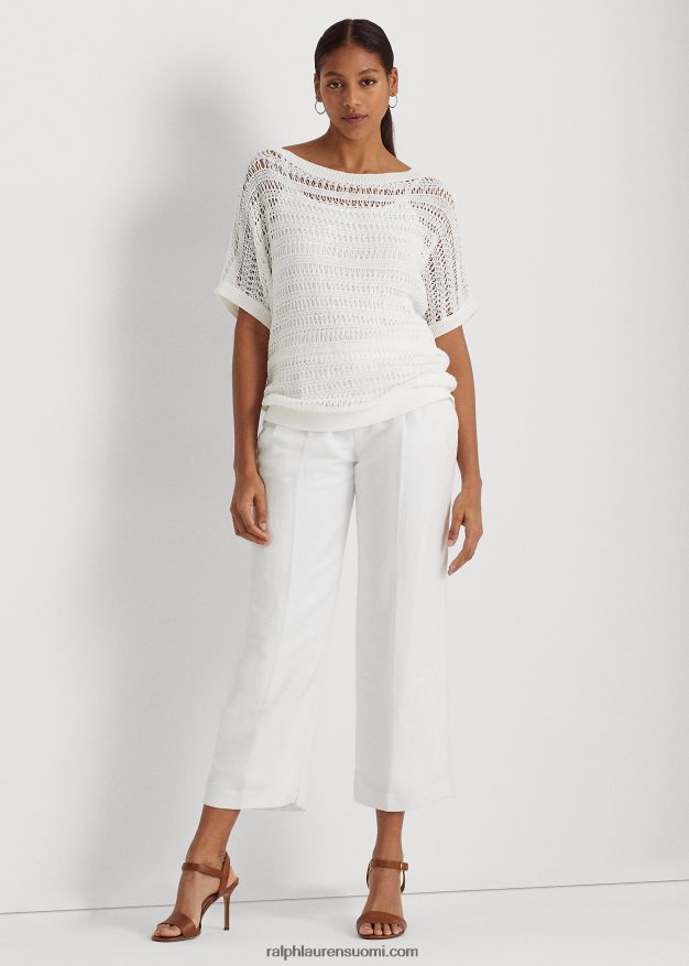 Ralph Lauren naiset puuvillaverkko lyhythihainen pusero 0Z24ZR4333 valkoinen