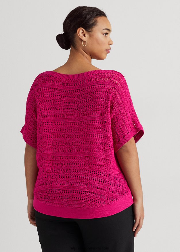 Ralph Lauren naiset puuvillaverkko lyhythihainen pusero 0Z24ZR4537 urheilu pinkki