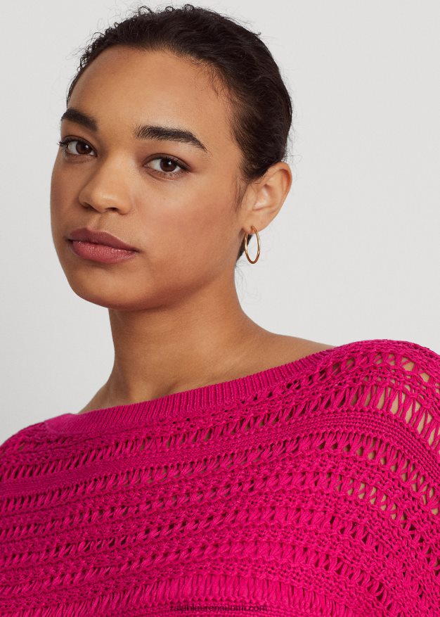 Ralph Lauren naiset puuvillaverkko lyhythihainen pusero 0Z24ZR4537 urheilu pinkki