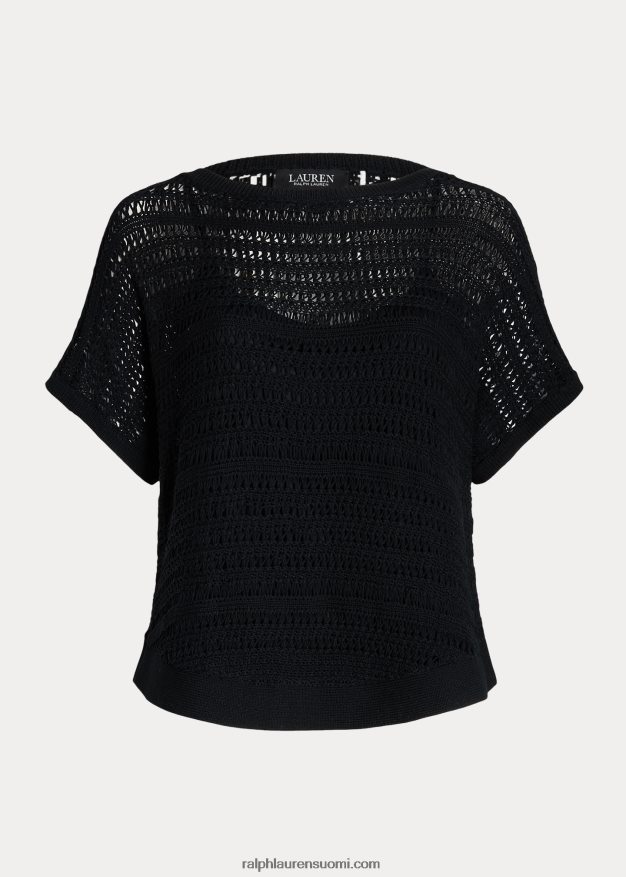 Ralph Lauren naiset puuvillaverkko lyhythihainen pusero 0Z24ZR4538 musta