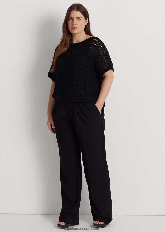 Ralph Lauren naiset puuvillaverkko lyhythihainen pusero 0Z24ZR4538 musta