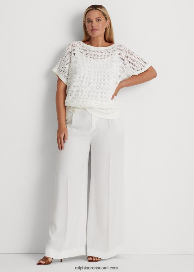 Ralph Lauren naiset puuvillaverkko lyhythihainen pusero 0Z24ZR4539 valkoinen