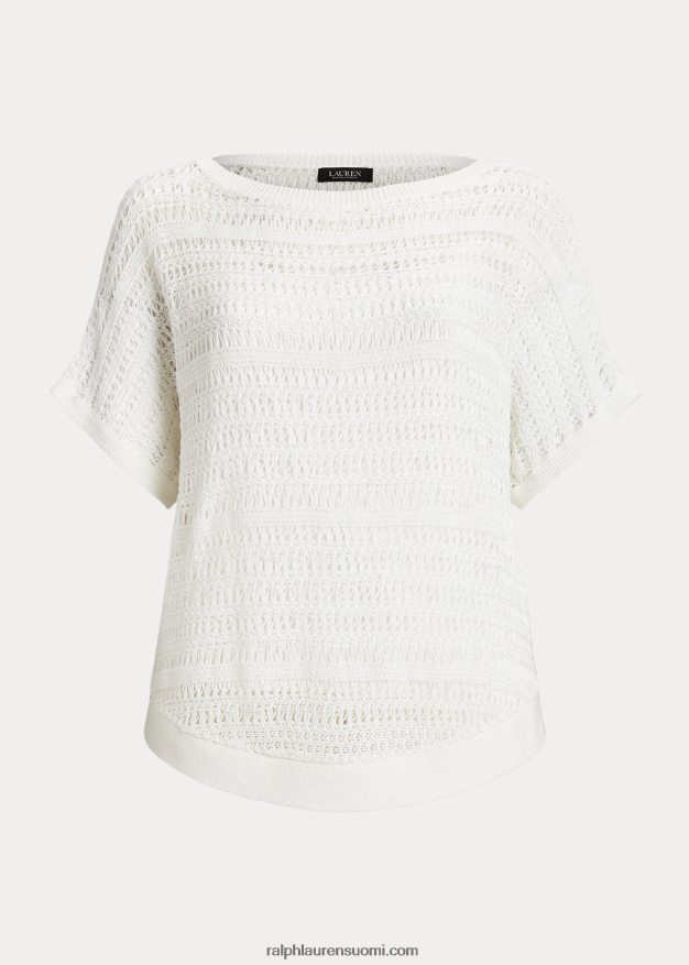 Ralph Lauren naiset puuvillaverkko lyhythihainen pusero 0Z24ZR4539 valkoinen