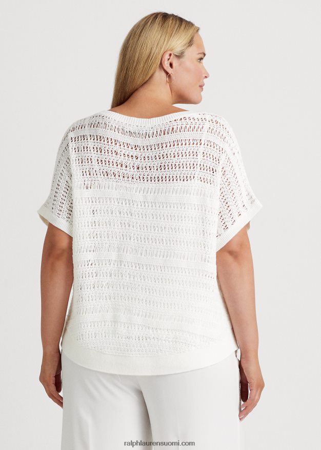 Ralph Lauren naiset puuvillaverkko lyhythihainen pusero 0Z24ZR4539 valkoinen