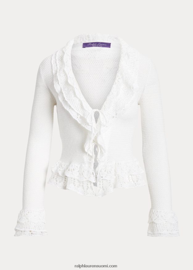 Ralph Lauren naiset röyhelöinen neuletakki 0Z24ZR9271 lux kerma