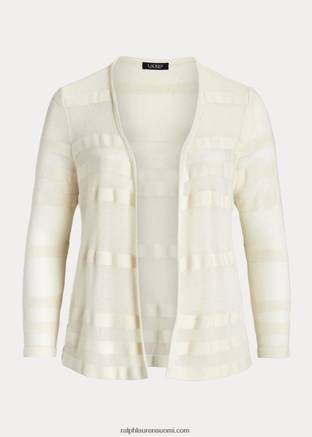 Ralph Lauren naiset raidallinen neuletakki 0Z24ZR4646 mascarpone-kermaa