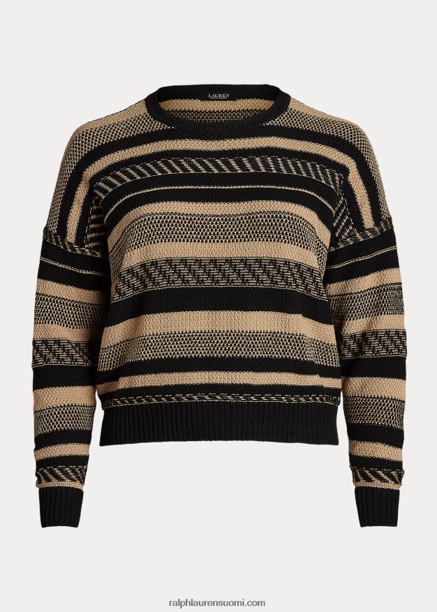 Ralph Lauren naiset raidallinen pellavasekoitepusero 0Z24ZR4774 musta/ruskea