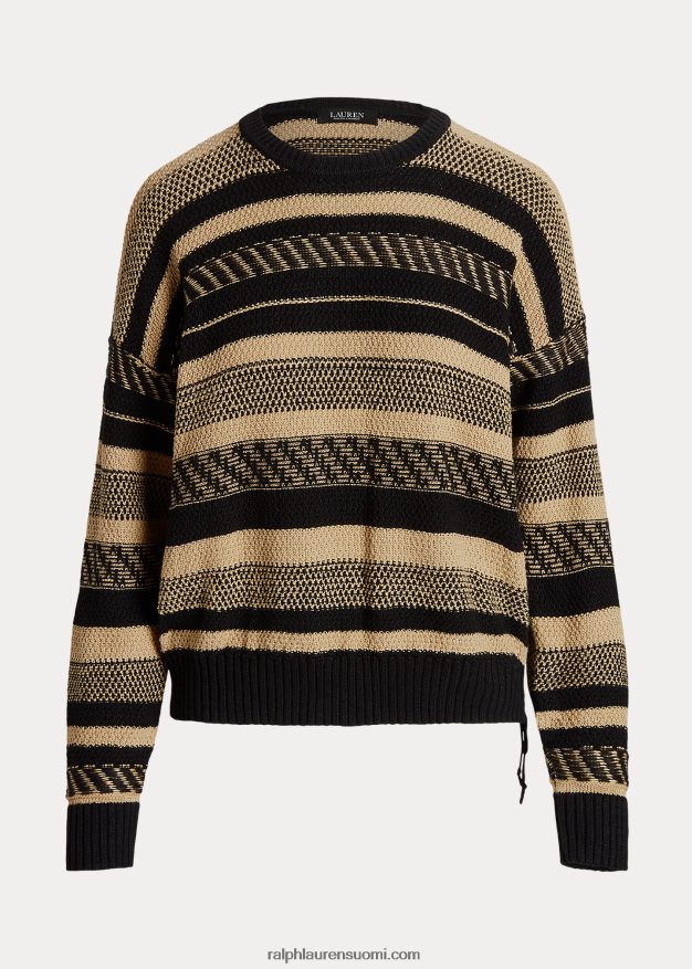 Ralph Lauren naiset raidallinen pellavasekoitepusero 0Z24ZR9515 musta/ruskea