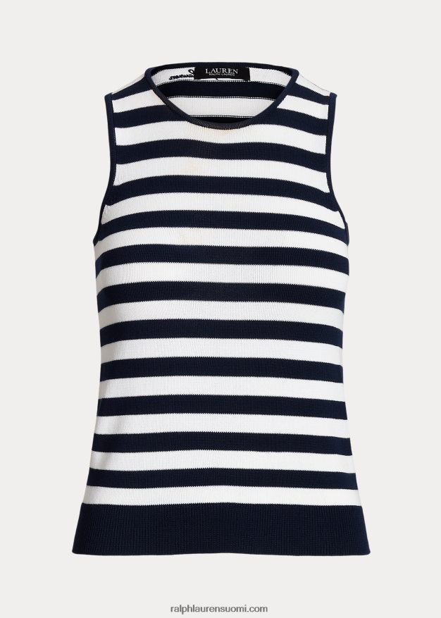 Ralph Lauren naiset raidallinen puuvillasekoite hihaton pusero 0Z24ZR9546