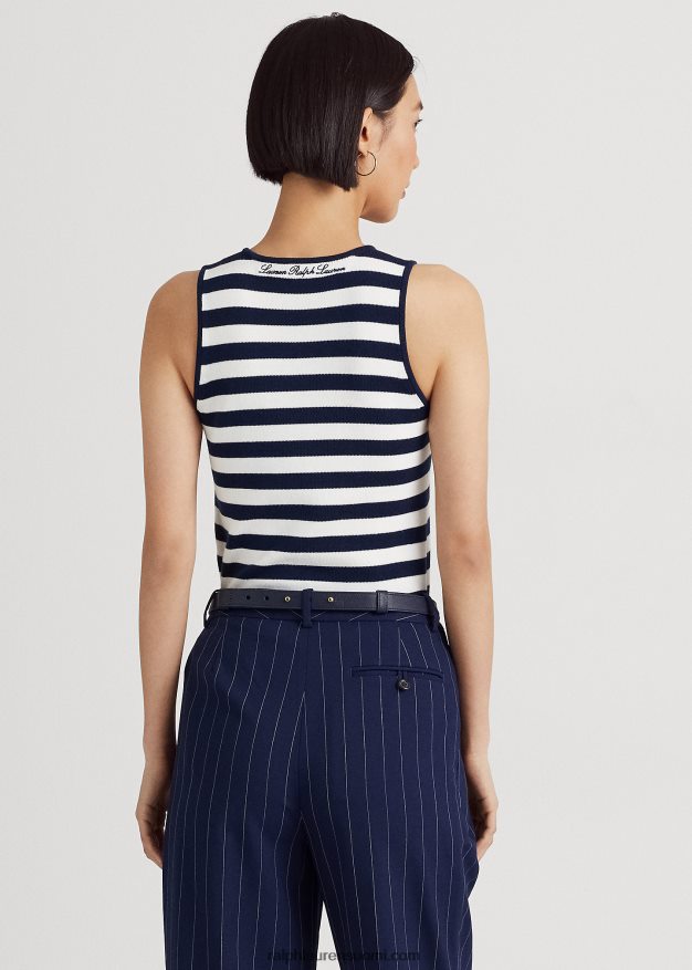 Ralph Lauren naiset raidallinen puuvillasekoite hihaton pusero 0Z24ZR9546