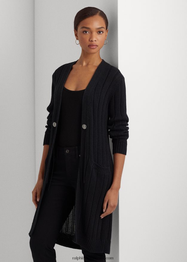 Ralph Lauren naiset resori puuvilla-pellavatakki 0Z24ZR4871 musta