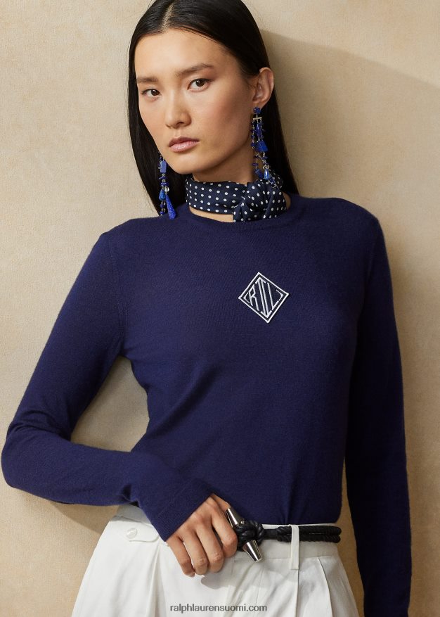 Ralph Lauren naiset rl kashmir villapaita 0Z24ZR3477 lux laivastonsininen/valkoinen