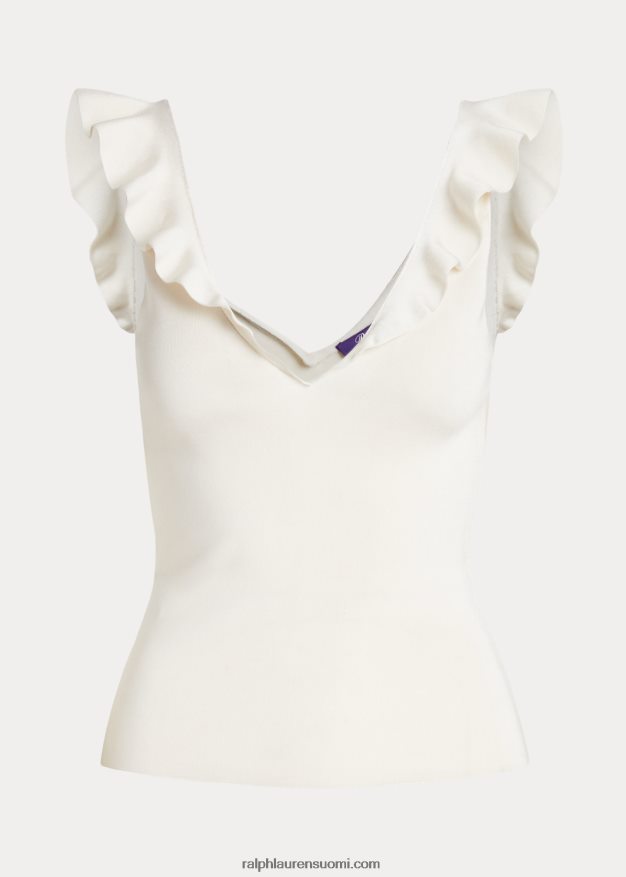 Ralph Lauren naiset silkkisekoitetta hihaton v-pääntiepusero 0Z24ZR3502 lux kerma