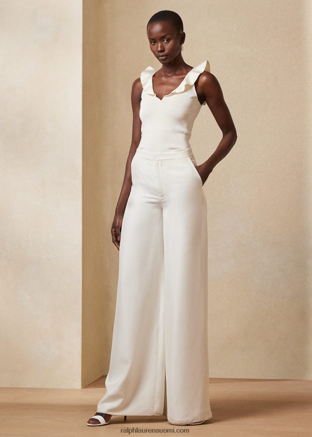 Ralph Lauren naiset silkkisekoitetta hihaton v-pääntiepusero 0Z24ZR3502 lux kerma