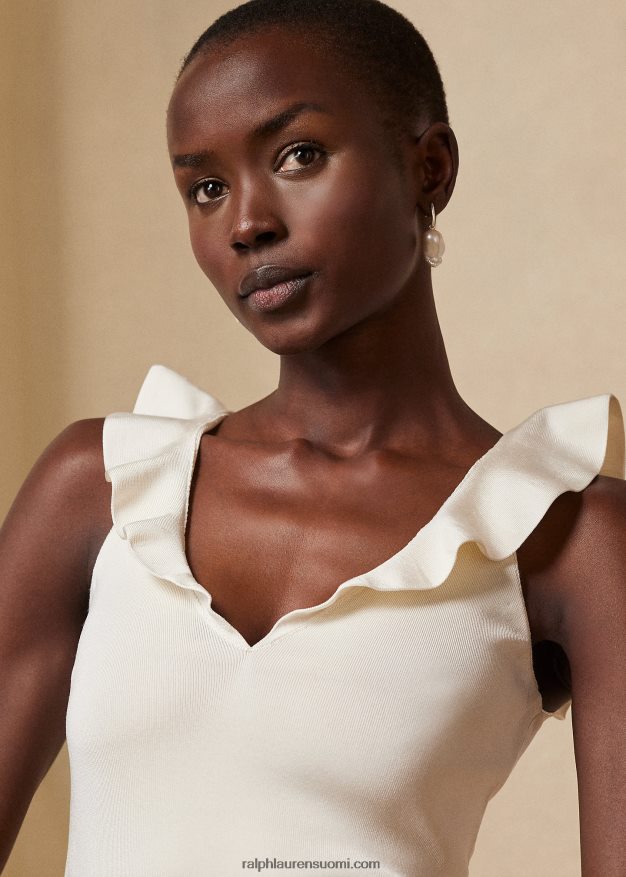 Ralph Lauren naiset silkkisekoitetta hihaton v-pääntiepusero 0Z24ZR3502 lux kerma